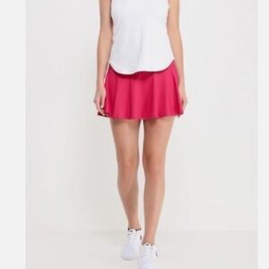 NIKE Court Magenta Pink Baseline Pleated Attached Shorts Ultra Mini Skirt,Large